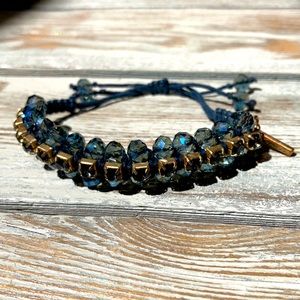 Kenneth Cole Boho Blue Macrame & Crystal Bracelet